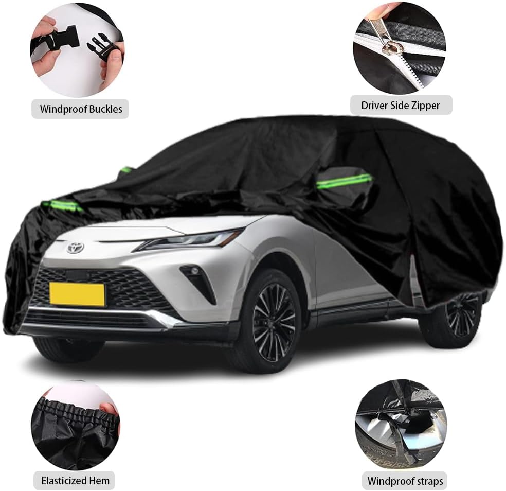 Fundas impermeables para automóvil compatibles con Toyota Venza 2009-2023, funda de automóvil para todo tipo de clima, con puerta con cremallera