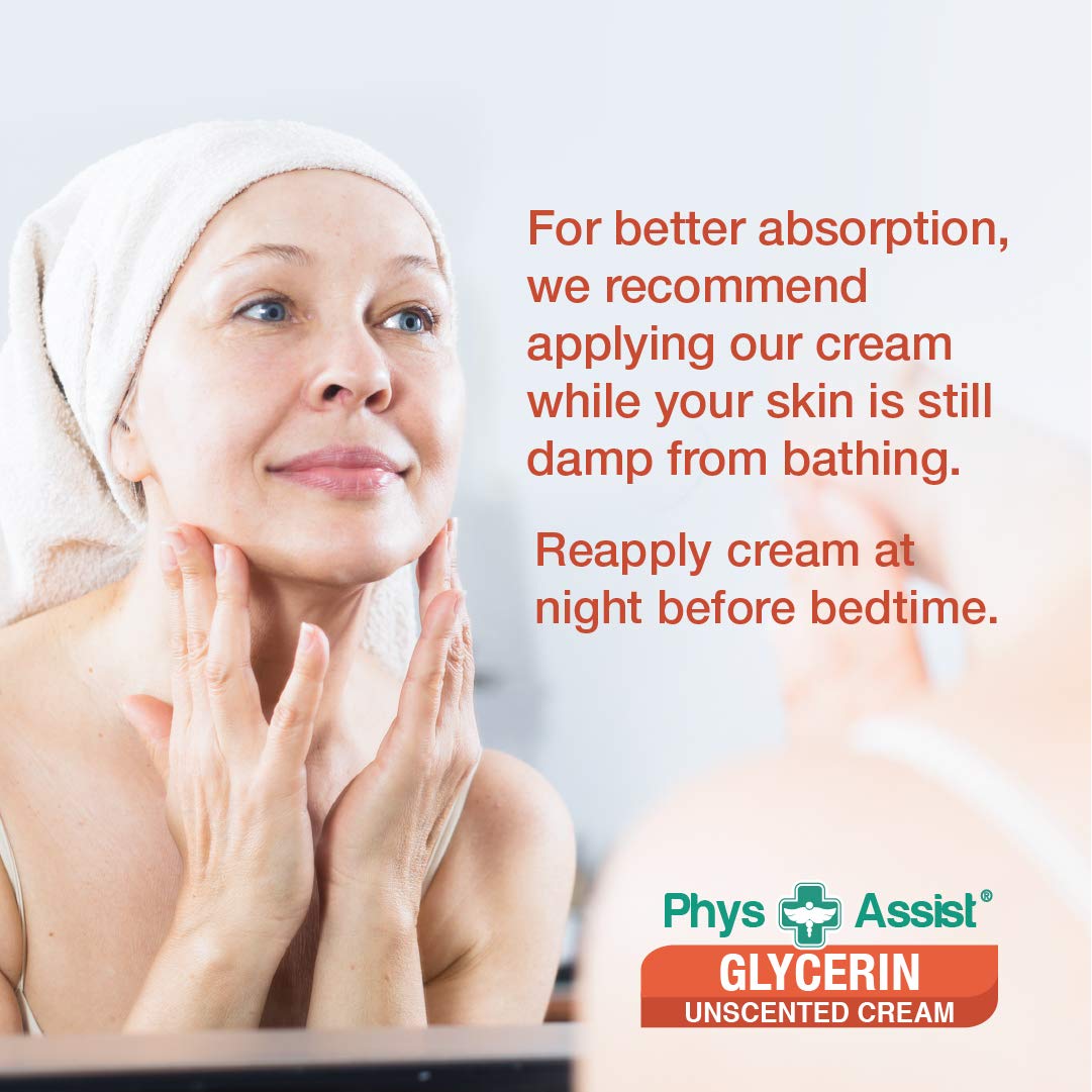 PhysAssist Oncology Glicerina Crema Hidratante Sin Perfume para Piel Estresada Seca. Diseñado para aquellos con Intolerancias a la Fragancia Después