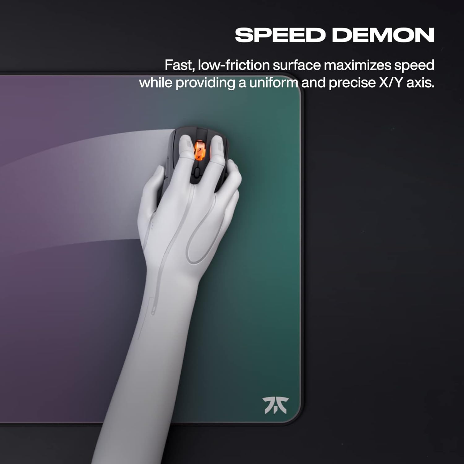 Fnatic Jet XL Pro – Alfombrilla de mouse para videojuegos para deportes electrónicos, superficie impermeable de velocidad, bordes cosidos y base de