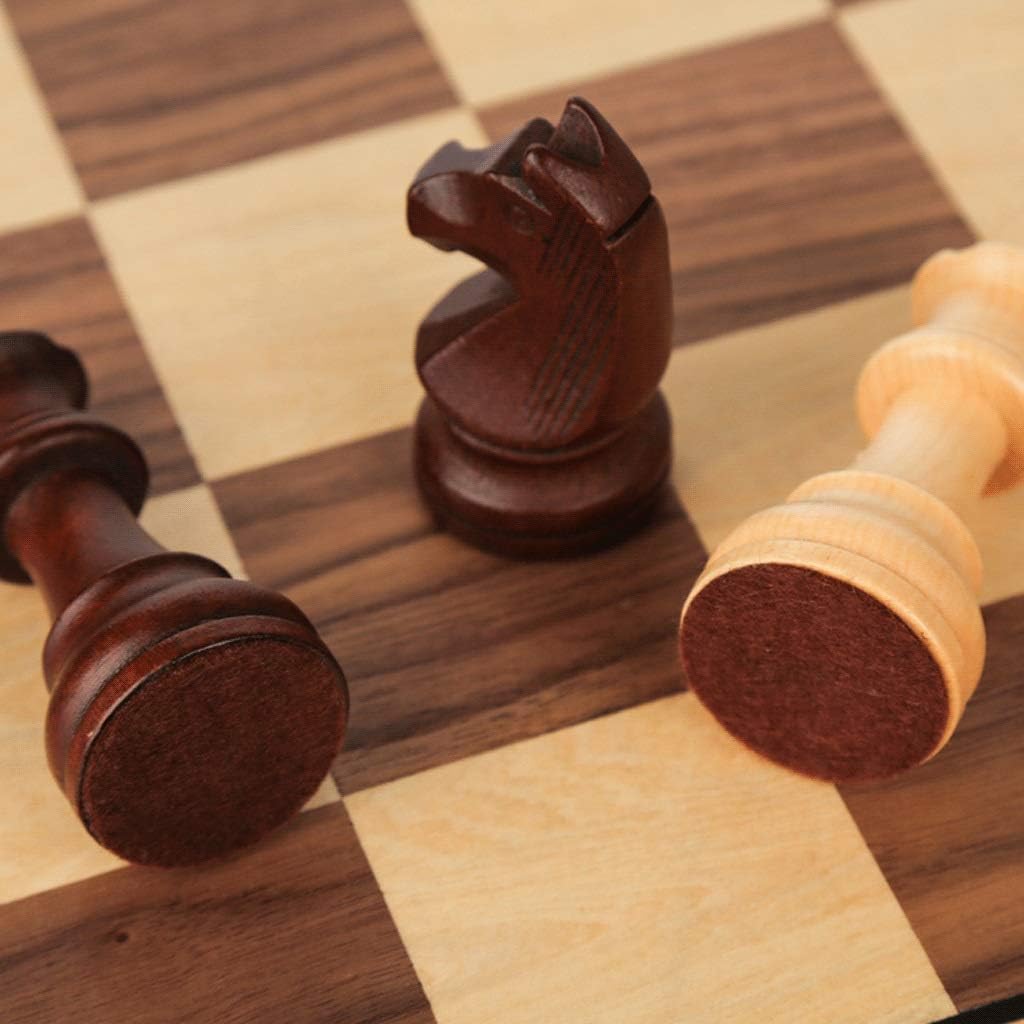 ROLTIN Juego de ajedrez de madera plegable 2 en 1, juego de ajedrez y damas, gran juego de mesa de ajedrez de 20 x 20 pulgadas con caja de