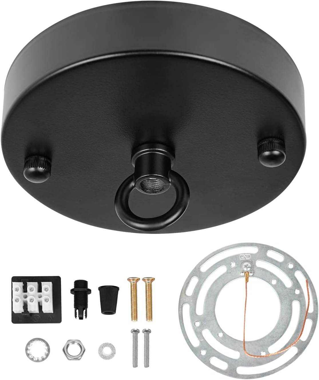 Toldo de luz de techo industrial negro de 4.7 pulgadas, cubierta de placa de luz colgante, kit de toldo redondo de metal de hierro para lámpara