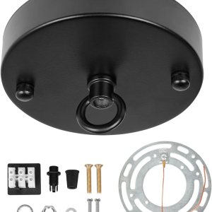 Toldo de luz de techo industrial negro de 4.7 pulgadas, cubierta de placa de luz colgante, kit de toldo redondo de metal de hierro para lámpara Toldo de luz de techo industrial negro de 4.7 pulgadas, cubierta de placa de luz colgante, kit de toldo redondo de metal de hierro para lámpara
