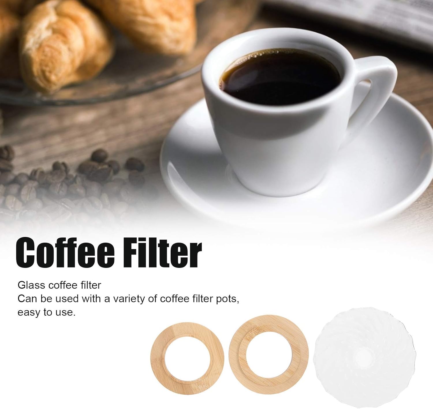 Gotero de café de vidrio para verter sobre el gotero de café con base de madera de bambú, accesorios de preparación lenta para cafetera, herramienta
