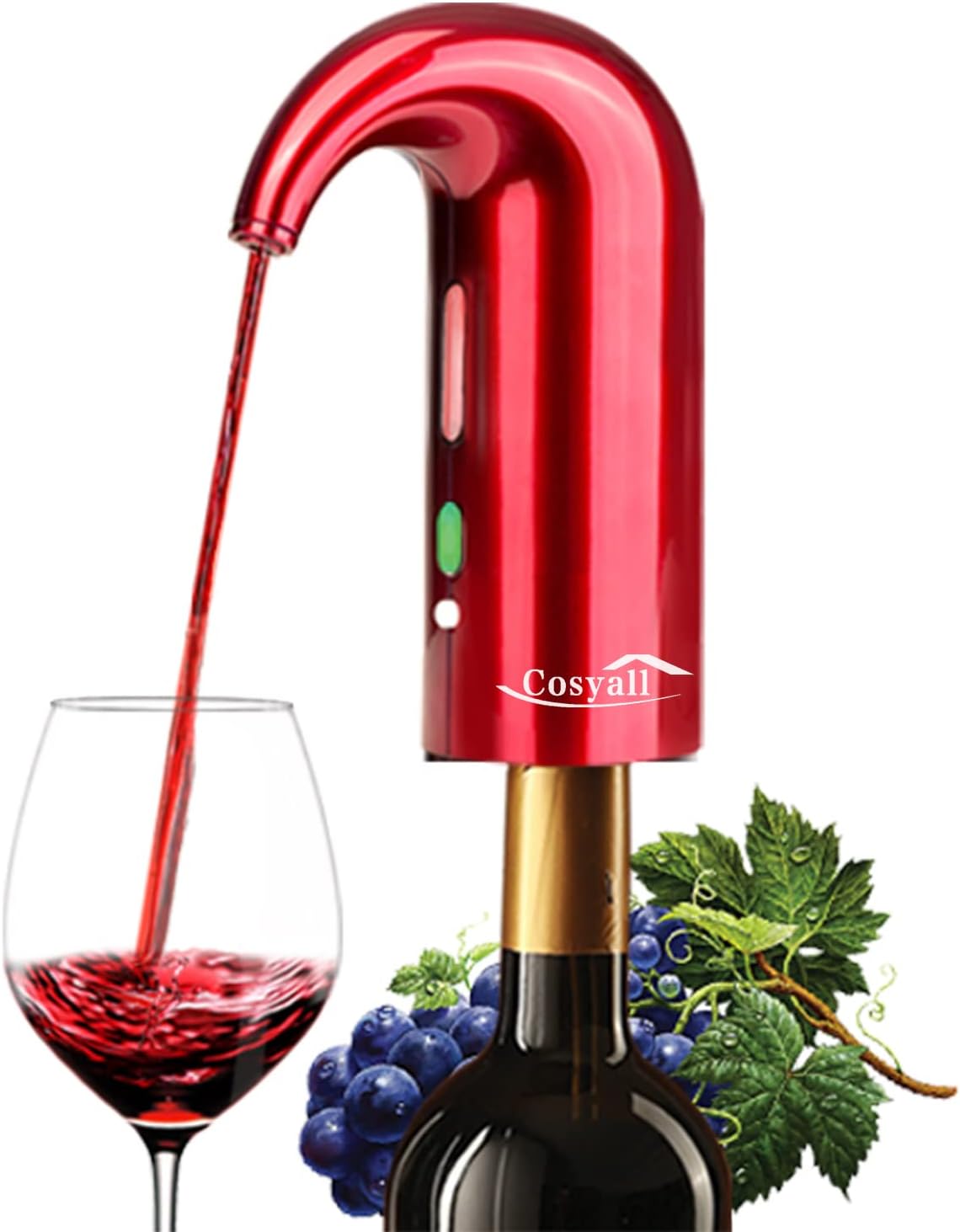 Decantador eléctrico portátil recargable por USB, dispensador de vino automático de un botón, oxigenación rápida del vino tinto, rojo