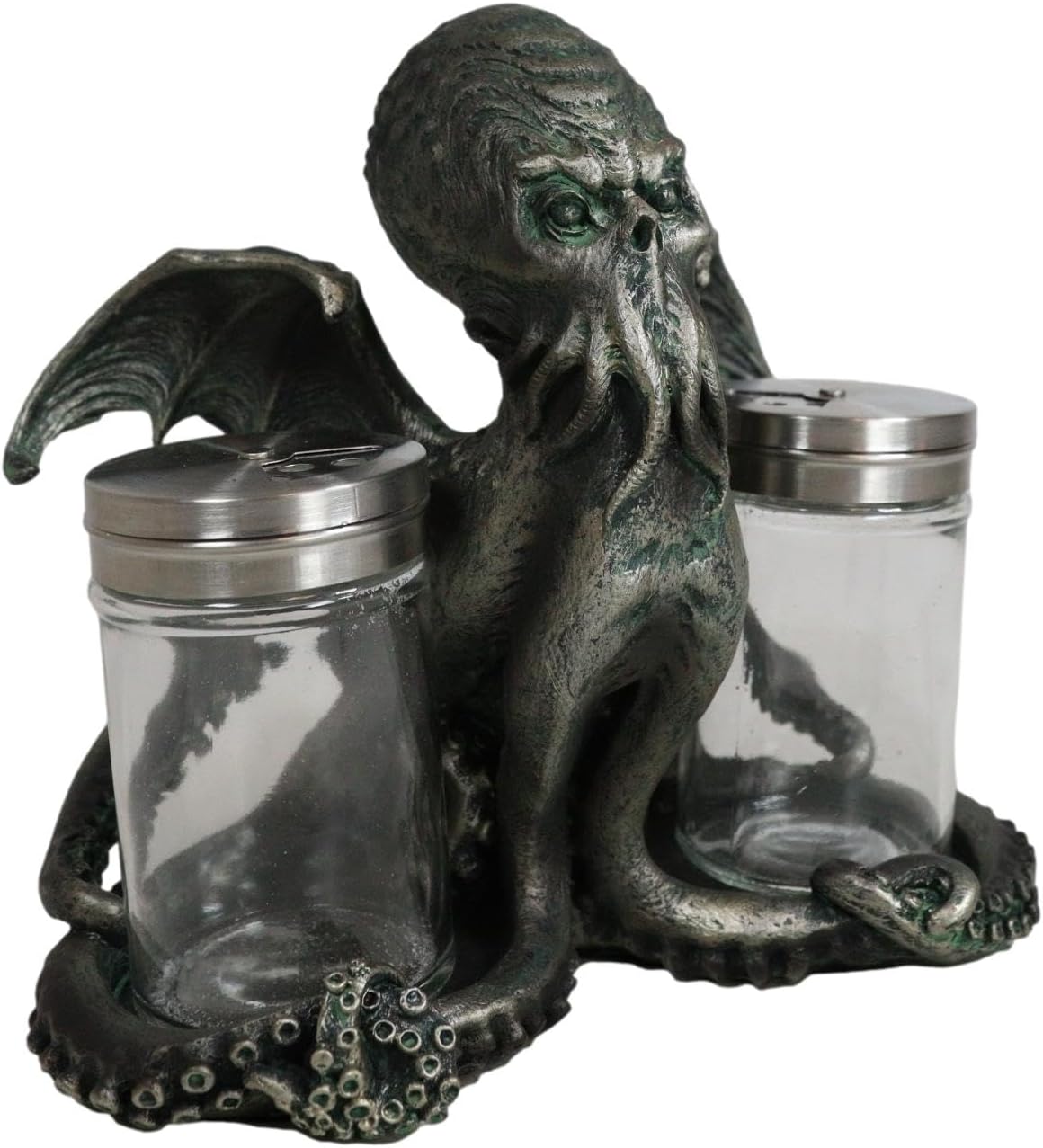 Ebros Gift Cthulhu con alas legendarias Cthulhu The Wise One Octopus Kraken Ocean Monster Salt and Pepper Shakers Holder Figurine Kitchen Dining