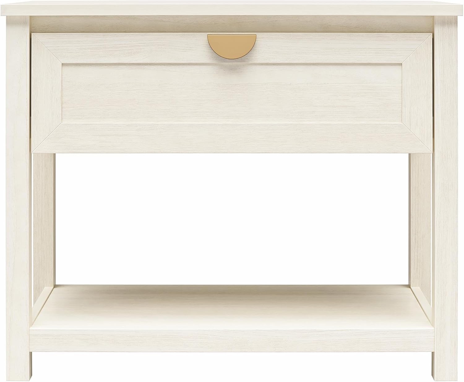 Mr. Kate Primrose – Mesita de noche ancha con 1 cajón con estante abierto, roble marfil