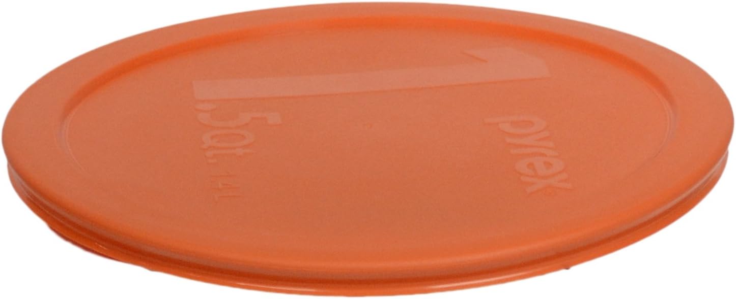 Pyrex 323-PC 1.5qt tapa de plástico naranja para almacenamiento de alimentos, fabricada en Estados Unidos, paquete de 2