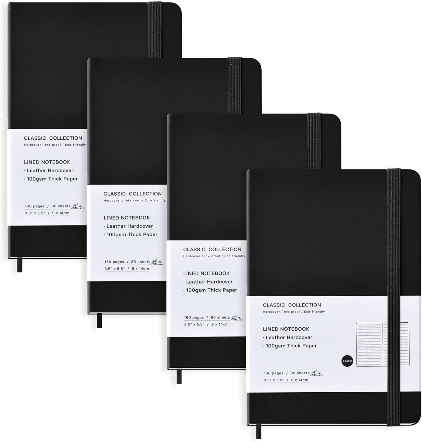 Coopay Paquete de 4 cuadernos de bolsillo, cuadernos pequeños, bloc de notas con forro de cuero sintético, para oficina, hogar, escuela, negocios,