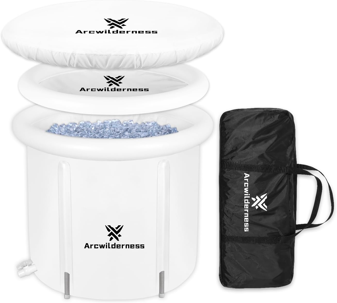 Arcwilderness Bañera de hielo para atletas, varilla de soporte de metal para adultos, bañera de hielo portátil de 4 capas aislada, terapia de agua