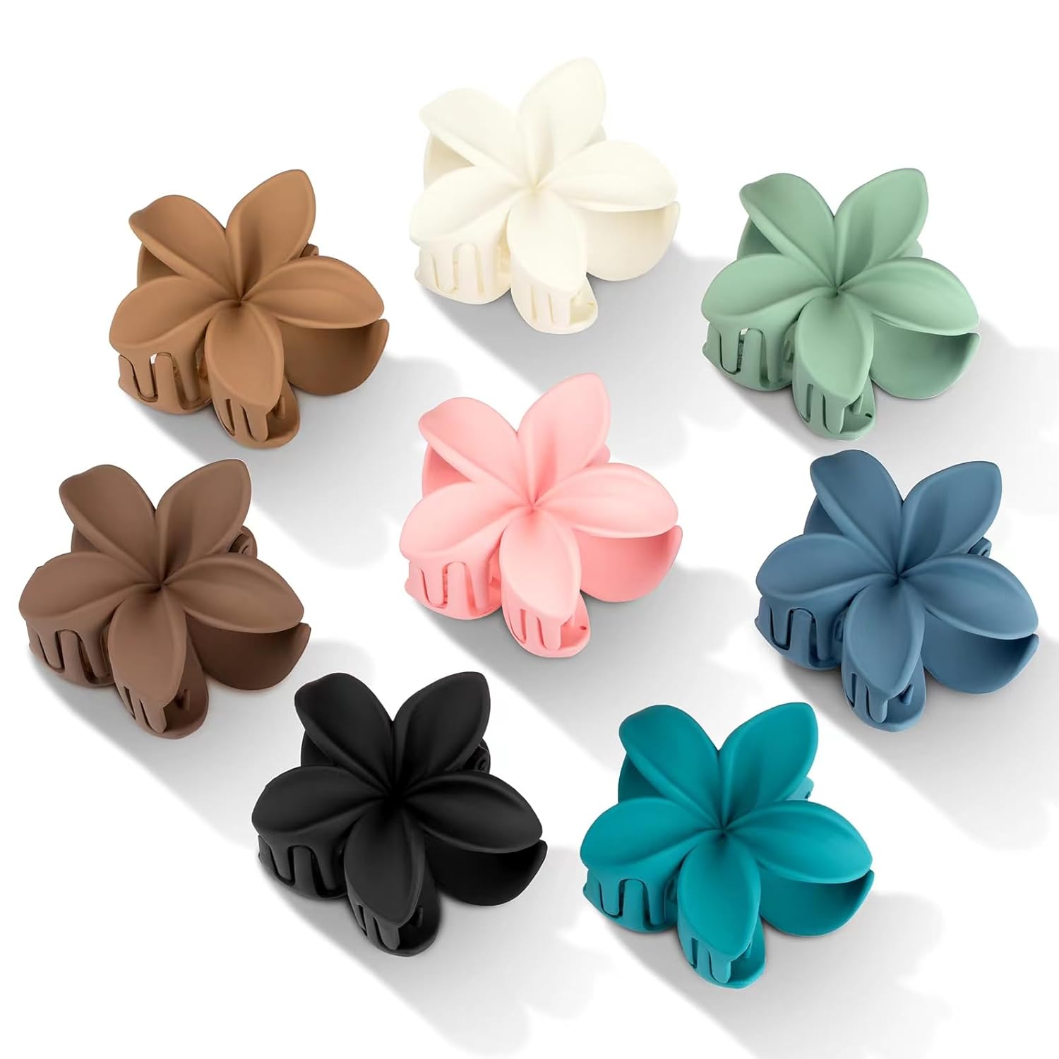Depoka Pinzas para el cabello, paquete de 8 pinzas de pinza de plumeria hawaiana medianas de 2.8 pulgadas, pinzas para el cabello para mujeres y