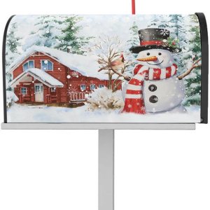 Funda magnética para buzón de buzón de muñeco de nieve, para invierno, árbol de Navidad, copos de nieve, para buzón, tamaño estándar, 18 x 21 Funda magnética para buzón de buzón de muñeco de nieve, para invierno, árbol de Navidad, copos de nieve, para buzón, tamaño estándar, 18 x 21