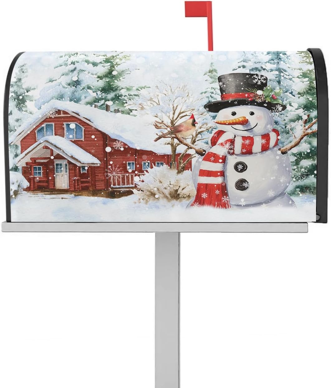 Funda magnética para buzón de buzón de muñeco de nieve, para invierno, árbol de Navidad, copos de nieve, para buzón, tamaño estándar, 18 x 21