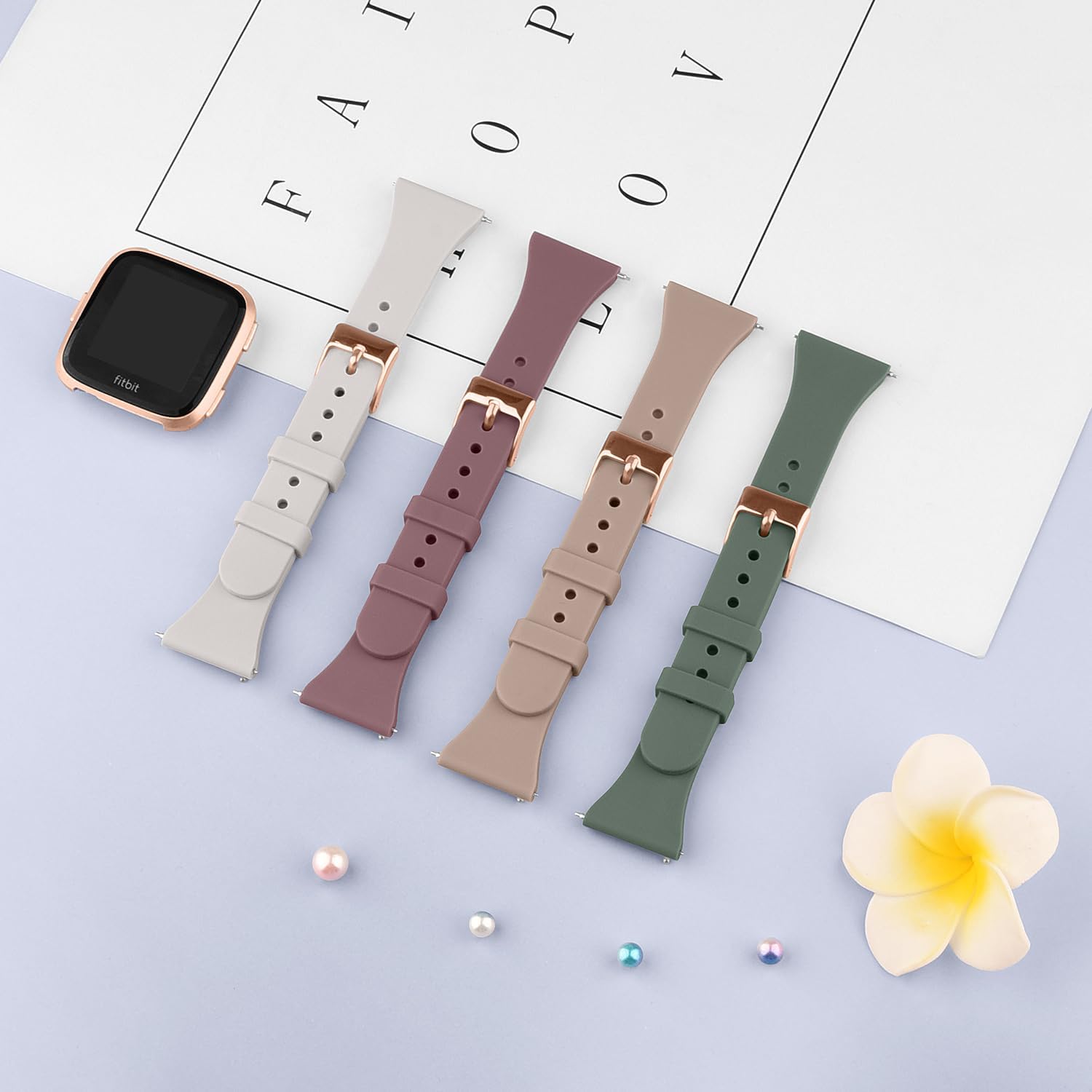 Tobfit Correas de reloj deportivas delgadas compatibles con Fitbit Versa 2 correas para mujeres y hombres, correas de repuesto de silicona