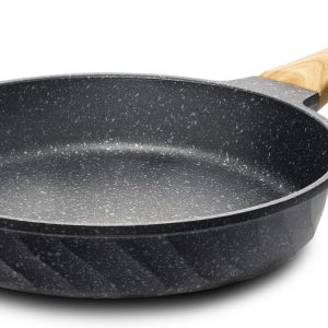 TIAJO Sartén profunda antiadherente, sartén sin humos, revestimiento derivado de piedra, compatible con todas las estufas (gas, eléctricas y de TIAJO Sartén profunda antiadherente, sartén sin humos, revestimiento derivado de piedra, compatible con todas las estufas (gas, eléctricas y de