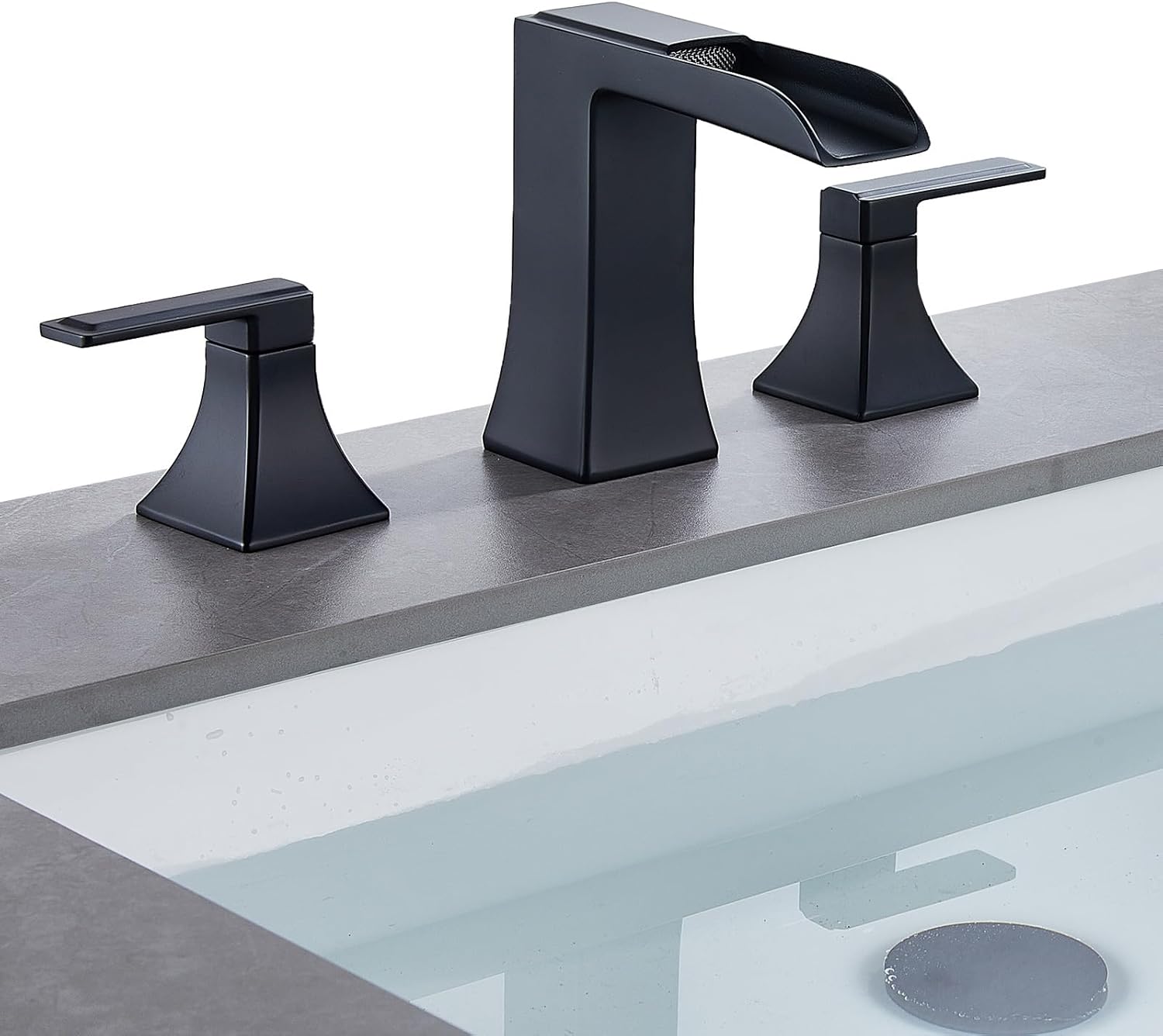 Grifo de baño de 3 agujeros, grifos de baño en cascada para fregadero central de 8 pulgadas o 4 pulgadas, grifo de tocador de dos manijas con