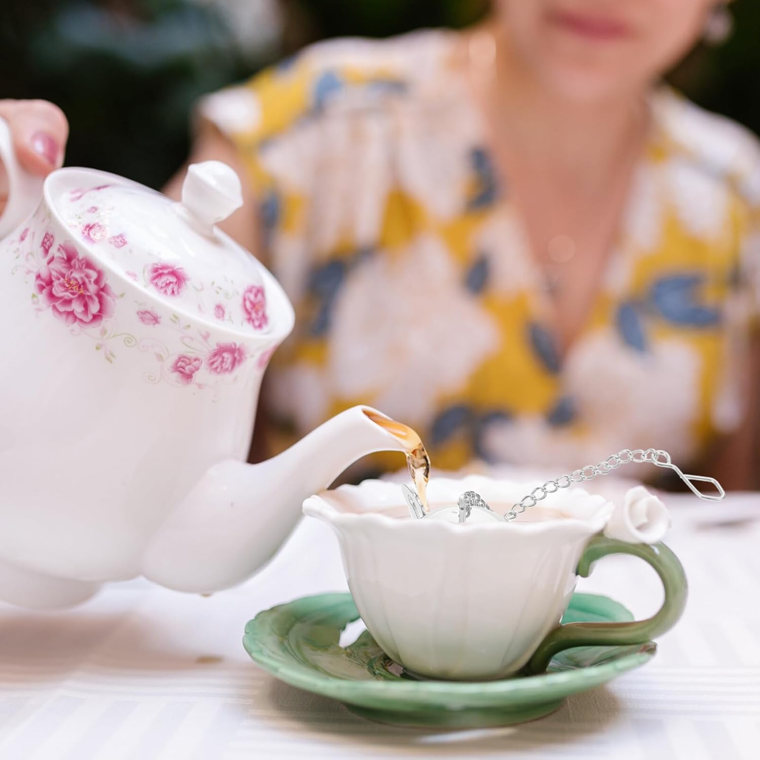 SHERCHPRY 2 cestas de té de acero inoxidable, coladores de té con tapa, colador de té extrafino, infusor de té de acero inoxidable, té caliente, té