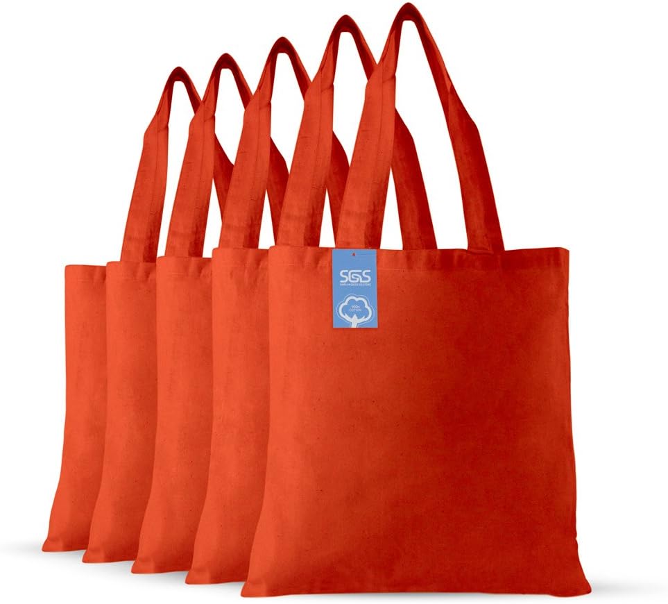 Simply Green Solutions Bolsa reutilizable de tela de algodón para manualidades, 15 x 16 pulgadas, bolsa reutilizable con asa, paquete de 5, color