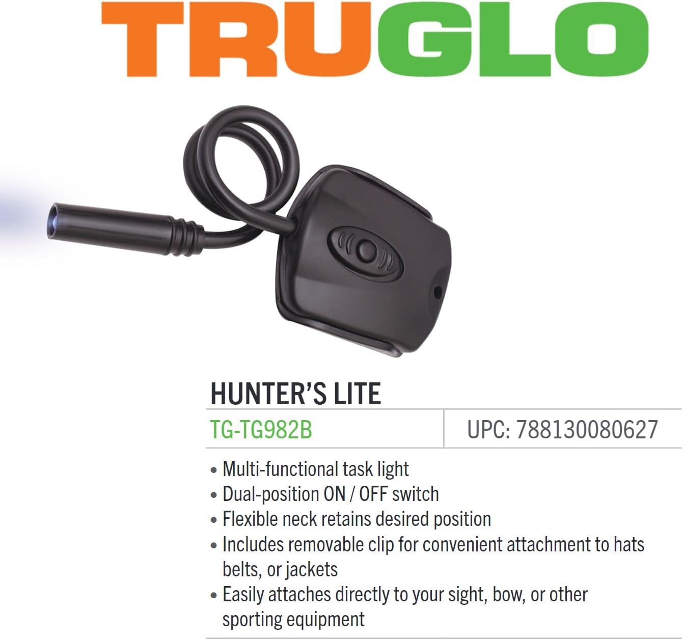 Truglo Hunter’s Lite – Luz de tarea multifuncional multifuncional con arco LED azul brillante y versátil, incluye clip extraíble para fijación