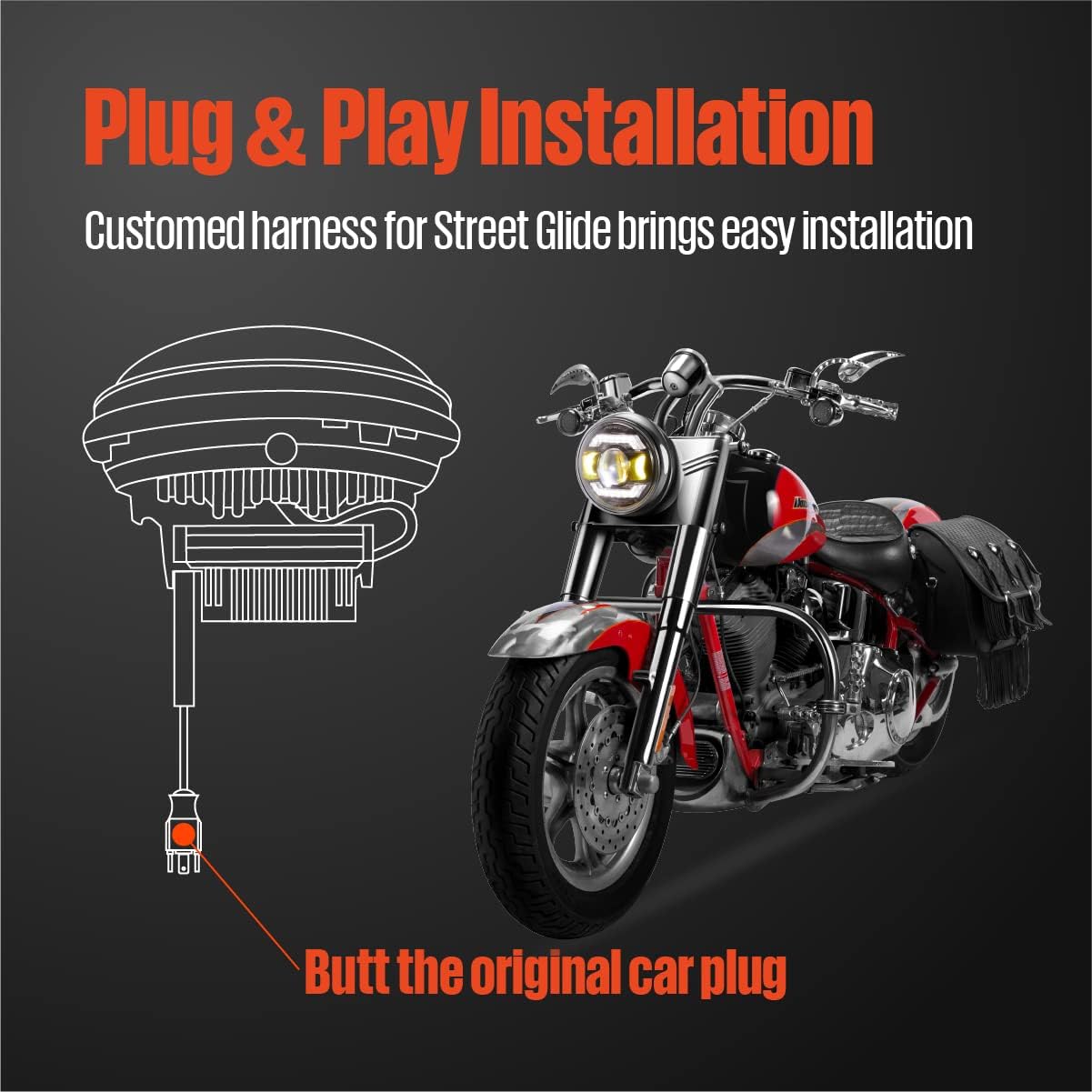 KT Conjunto de faros LED para Street Glide 2014-2023, faro LED de motocicleta de 7 pulgadas con luz altabaja, faros Harley con DRL, impermeable IP67