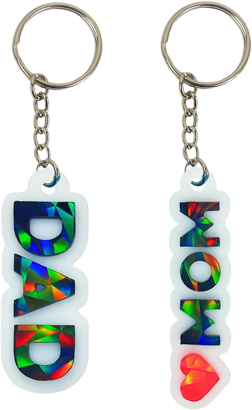 Molde de silicona brillante para mamá y papá, molde de luz y adorno, llavero de bricolaje, joyería de resina epoxi, moldes para manualidades de