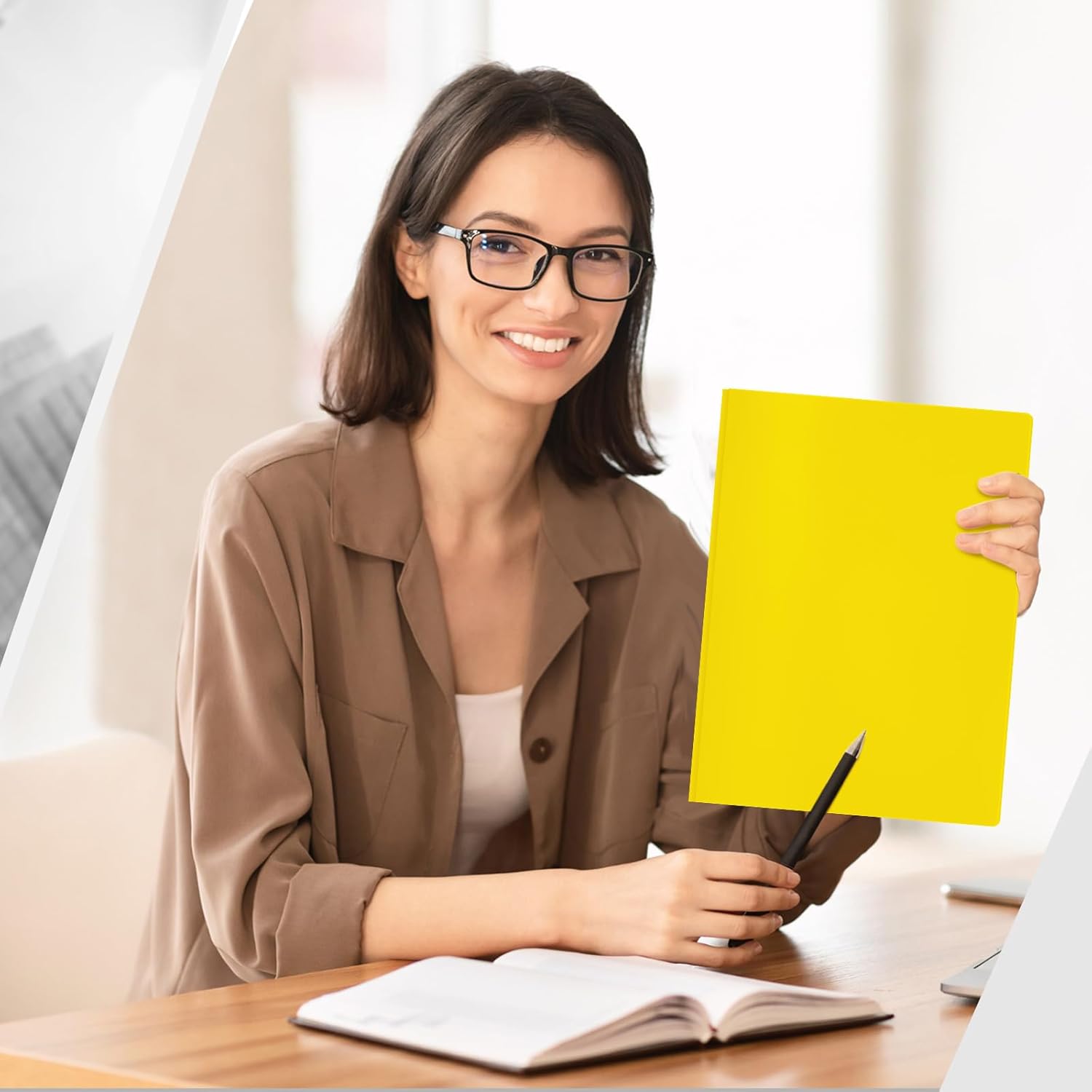 Yeaqee 60 carpetas de plástico con bolsillos y carpetas de puntas con puntas, carpetas de plástico con 2 bolsillos para oficina, escuela,