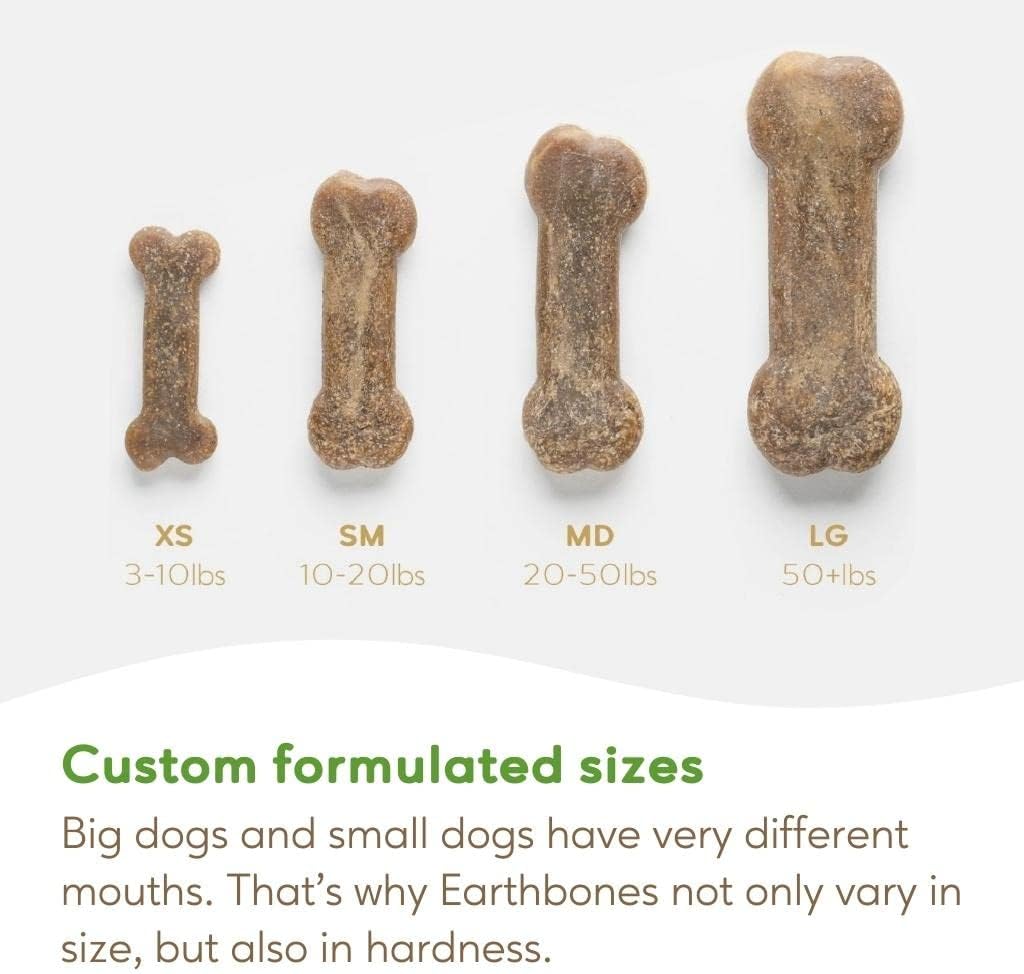 Earthbones – Masticables dentales para perros de 3 a 10 libras, 30 huesos