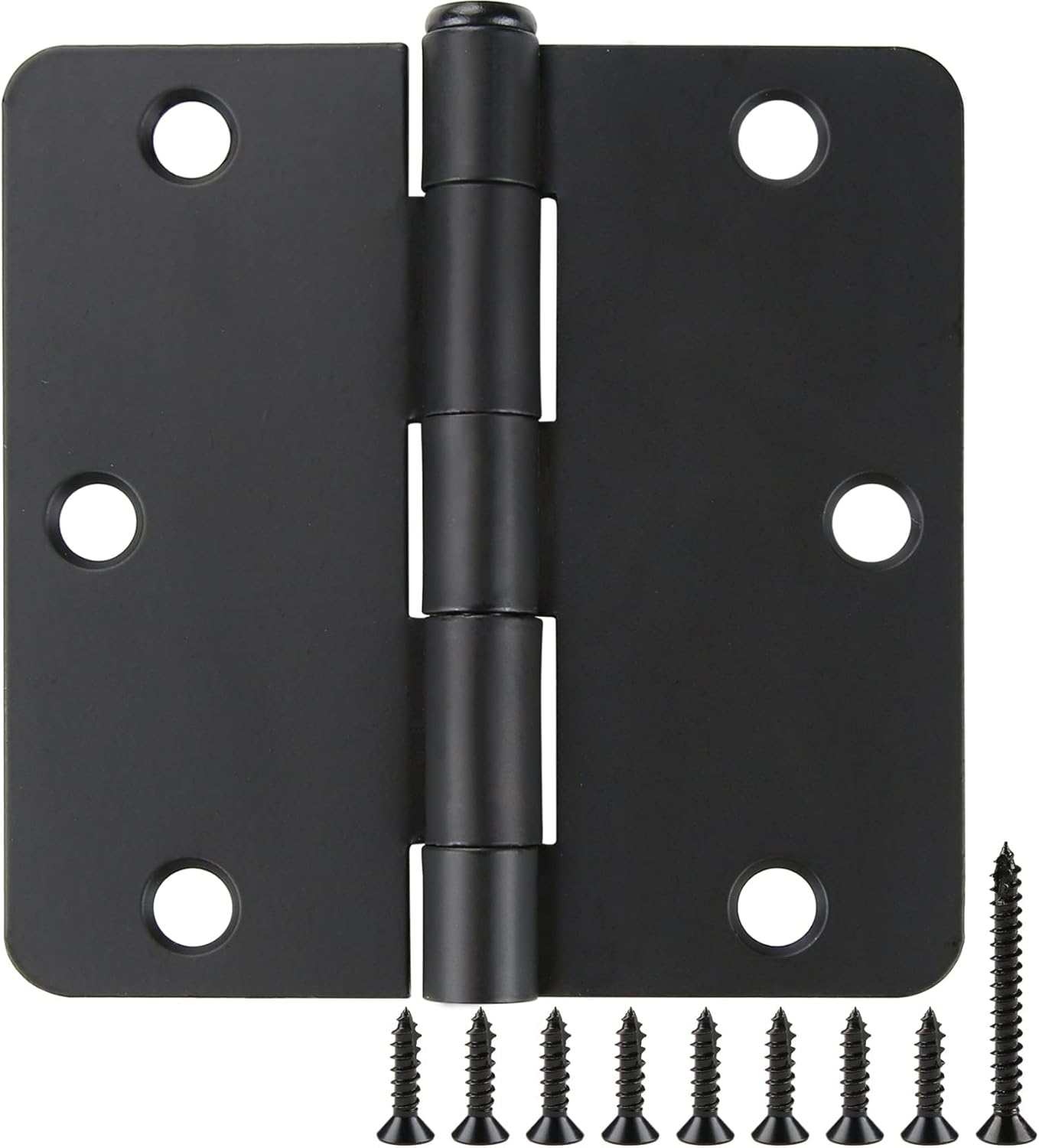 JIW Paquete de 12 bisagras de puerta de radio 14 de 3.5 pulgadas, color negro mate