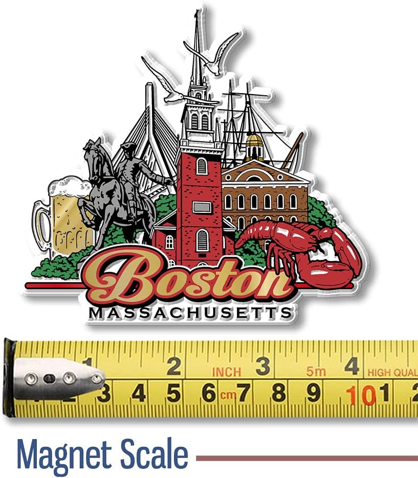 Imán Boston City de Classic Magnets, recuerdos coleccionables fabricados en los Estados Unidos, 4 x 3.6 pulgadas