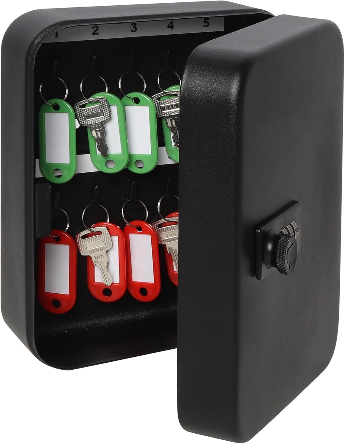 Kasten Soporte de pared para gabinete de llaves con cerradura de combinación, caja organizadora de llaves con 20 ganchos para llaves, 7.87 x 6.30 x