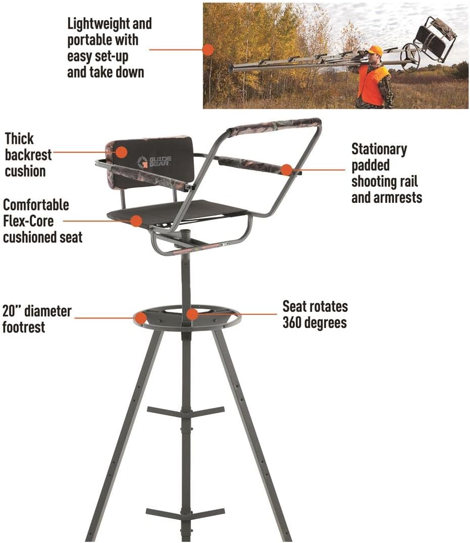 Guide Gear Torre de soporte de ciervo trípode de 12 pies para caza de escalada de caza, accesorios de equipo de caza
