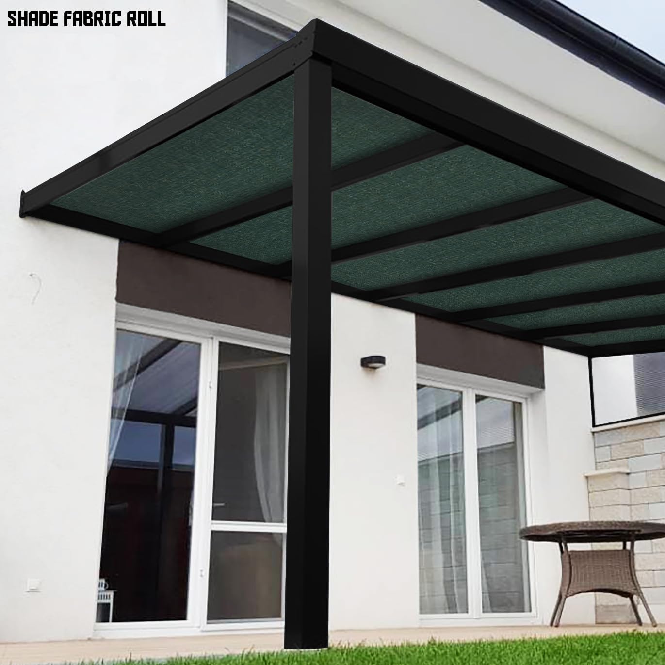 TANG Sunshades Depot – Tela de sombra de 8 x 50 pies, 180 GSM HDPE, tela verde oscuro, rollo de hasta un 95% de bloqueo, red de malla U* V para