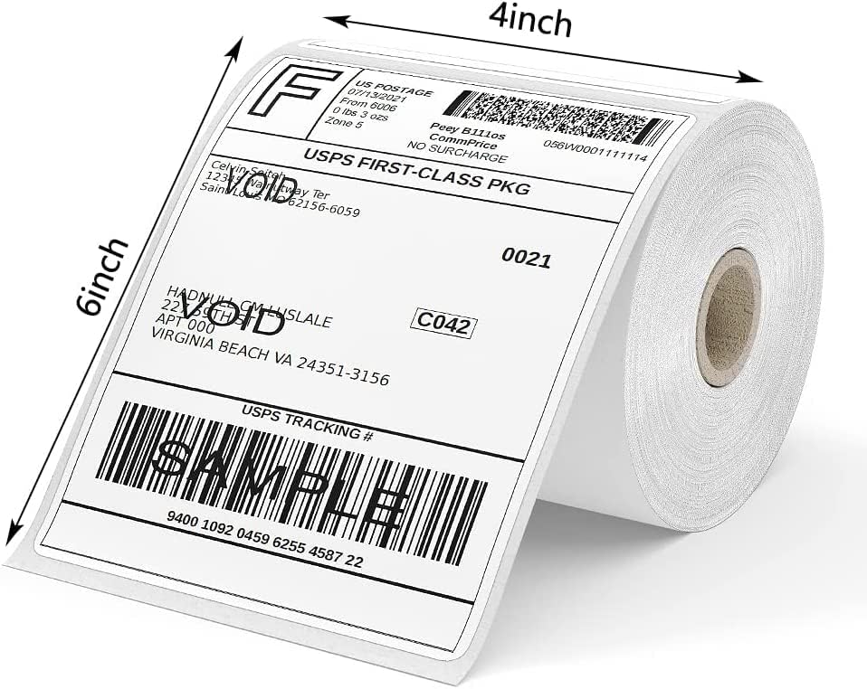 Etiquetas térmicas de 4 x 6 pulgadas, etiqueta térmica directa de envío 18000 (450 etiquetasrollo, 40 rollos) etiquetas térmicas perforadas para