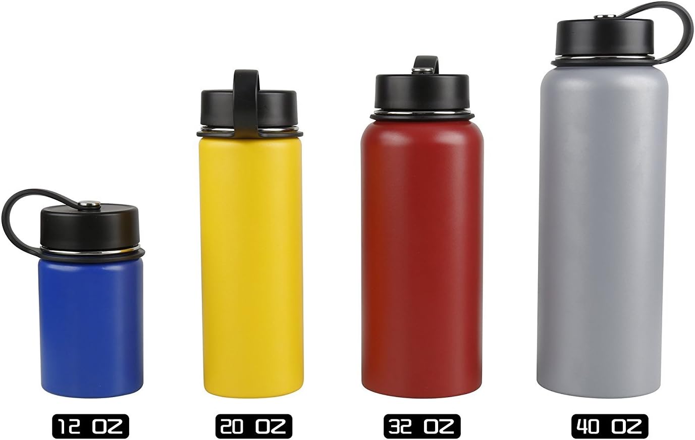 Tahoe Trails – Botella de agua de 12 onzas de acero inoxidable con aislamiento al vacío de doble pared., 12 onza, Amarillo