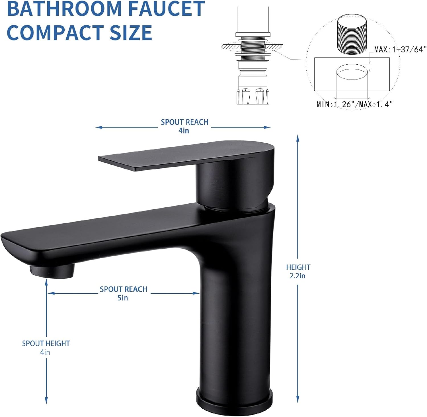 Grifo de lavabo de baño con un solo orificio de acero inoxidable de una sola manija para lavabo de tocador de montaje en cubierta moderno (metal)
