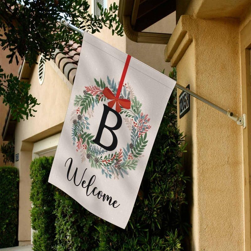 Bandera de Navidad personalizada para jardín, banderas personalizadas para decoración del hogar, banderas familiares con letra B para patio,
