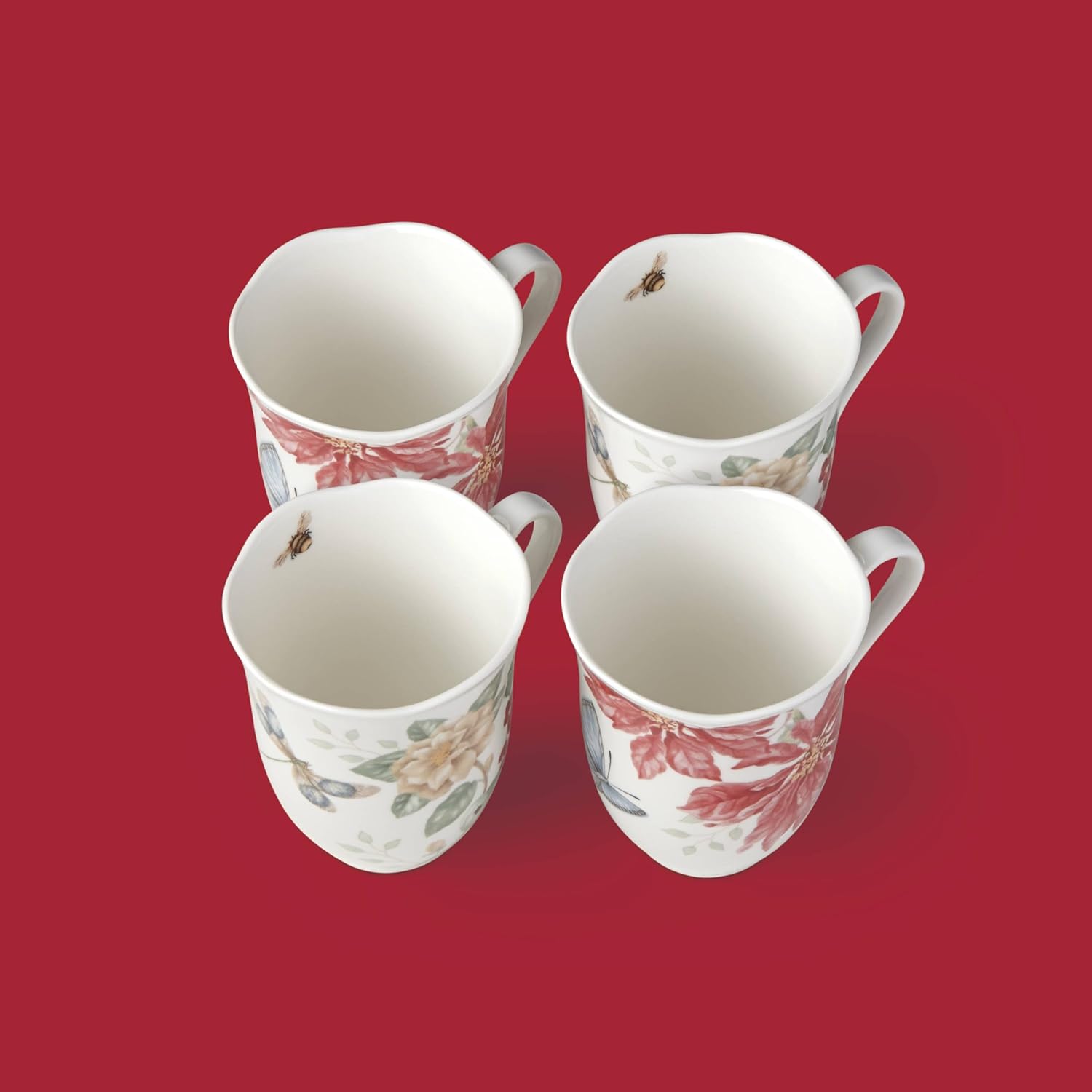 Lenox 884474 Butterfly Meadow Holiday – Juego de tazas (4 piezas)