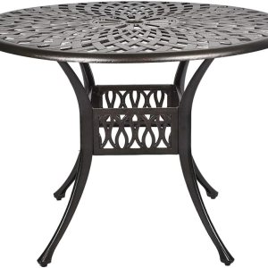 TITIMO Mesa de comedor redonda de 41.3 pulgadas de diámetro para patio bistró, mesa de conversación de aluminio fundido con agujero para paraguas de TITIMO Mesa de comedor redonda de 41.3 pulgadas de diámetro para patio bistró, mesa de conversación de aluminio fundido con agujero para paraguas de