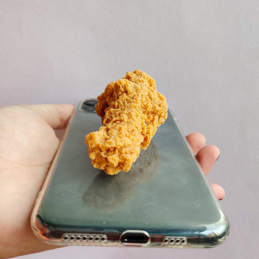 Laugwey Funda protectora para iPhone, bonita y divertida funda protectora de TPU suave transparente con forma de pata de pollo frito 3D súper real y