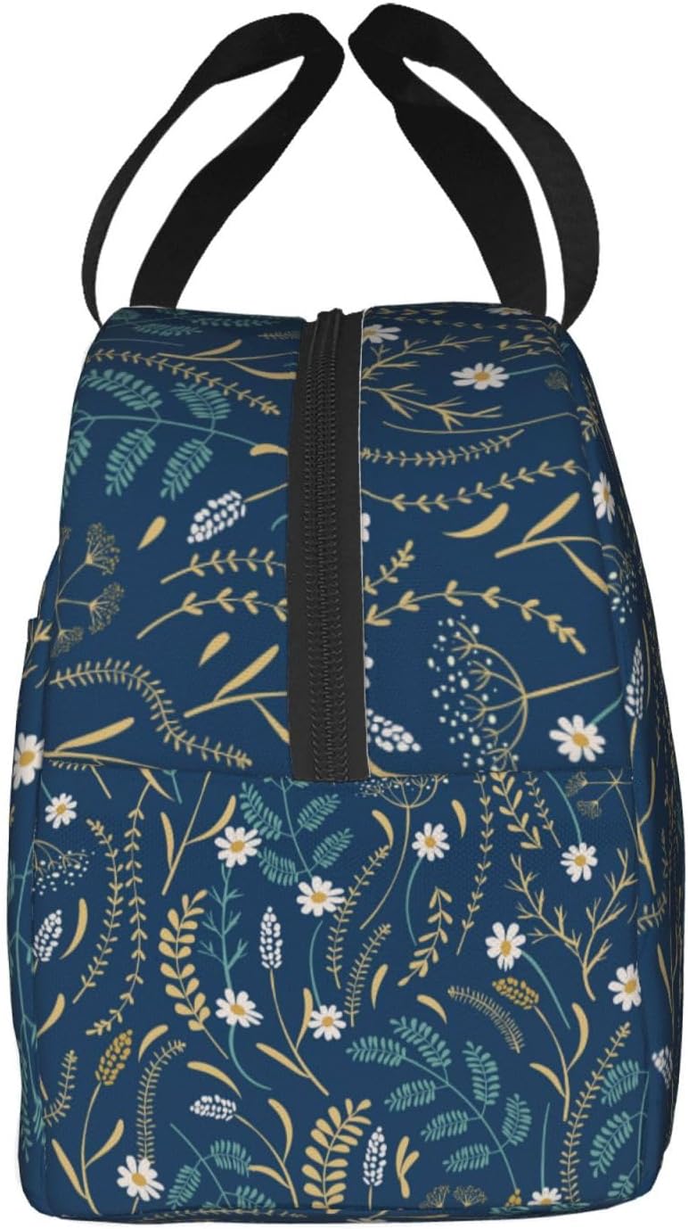 Bolsa de almuerzo floral para mujeres y hombres, lonchera aislada, reutilizable, organizador de almuerzo, impermeable, bolsa de mano enfriadora