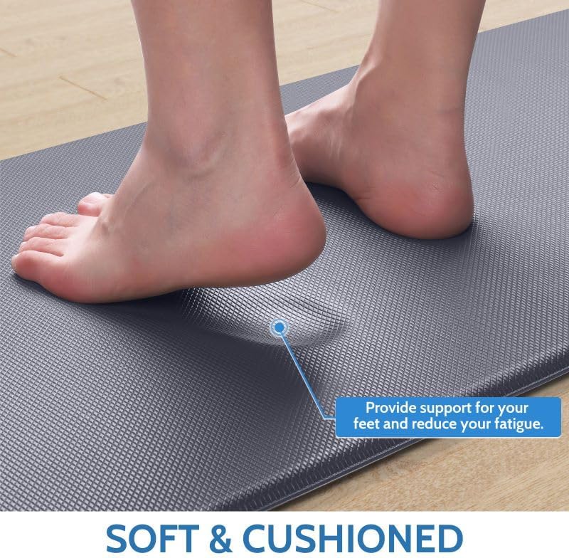 StepLively Tapete de cocina, 2 piezas de alfombras de cocina, tapetes de cocina acolchados para piso, tapete antifatiga, juego de alfombras de