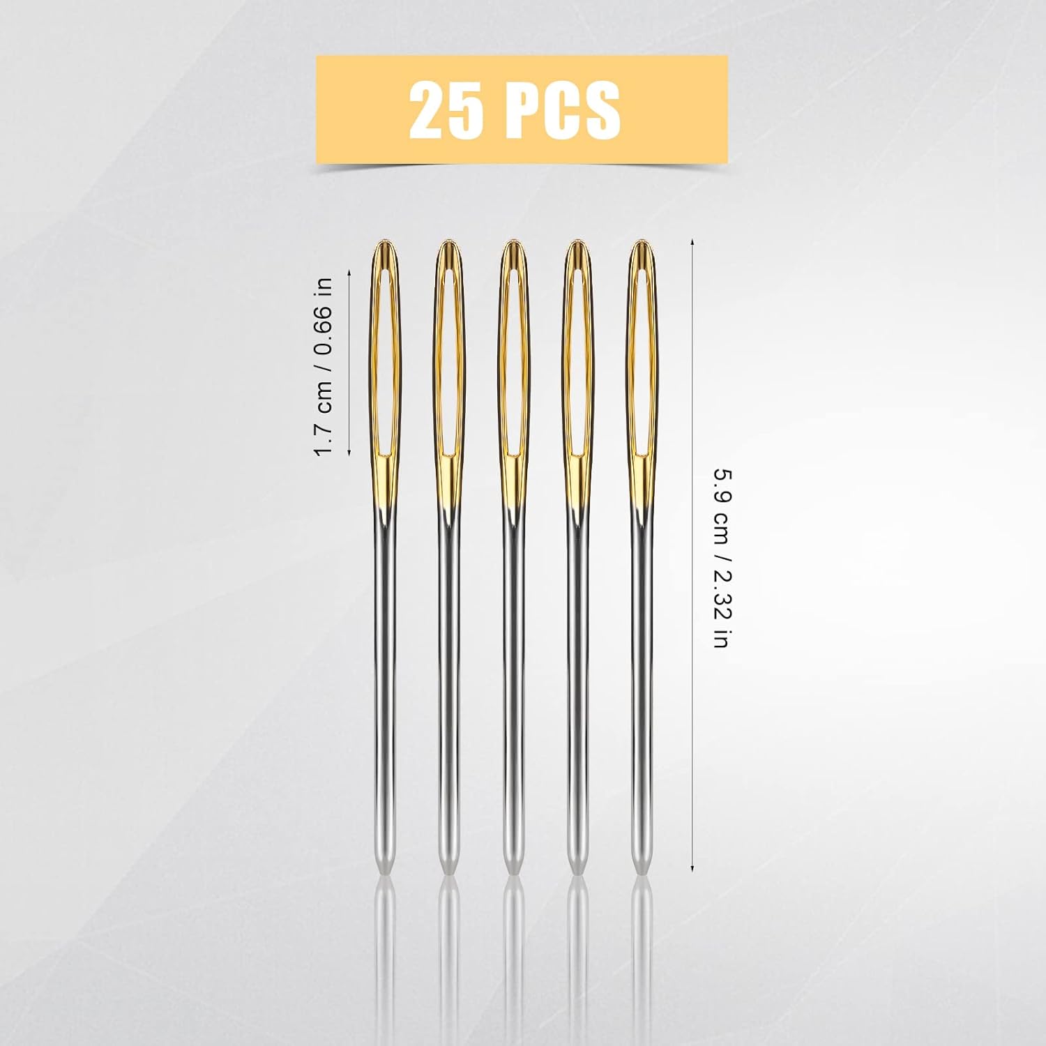 25 agujas romas de ojo grande, agujas de tejer de hilo de 2.3 pulgadas, agujas de coser para tapicería, agujas de coser de lana a mano de metal para
