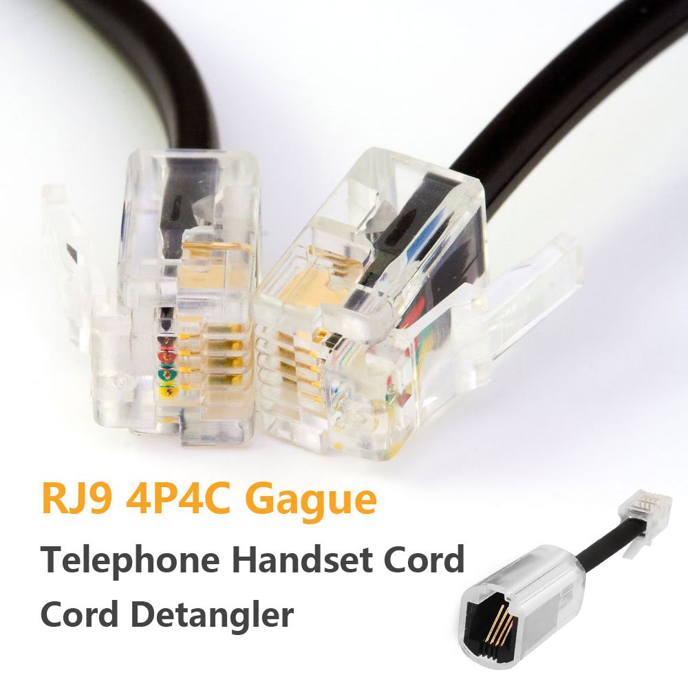 Uvital Desenredadores de cable para teléfono celular, paquete de 2 cables de teléfono fijo de 10 pies sin enrollar (1.2 pies en espiral) y 2 cables