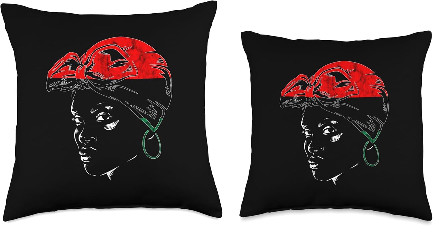 Afro-American Juneteenth Woman Proud Pan African UNIA Flag Throw Pillow, 18×18, Multicolor
