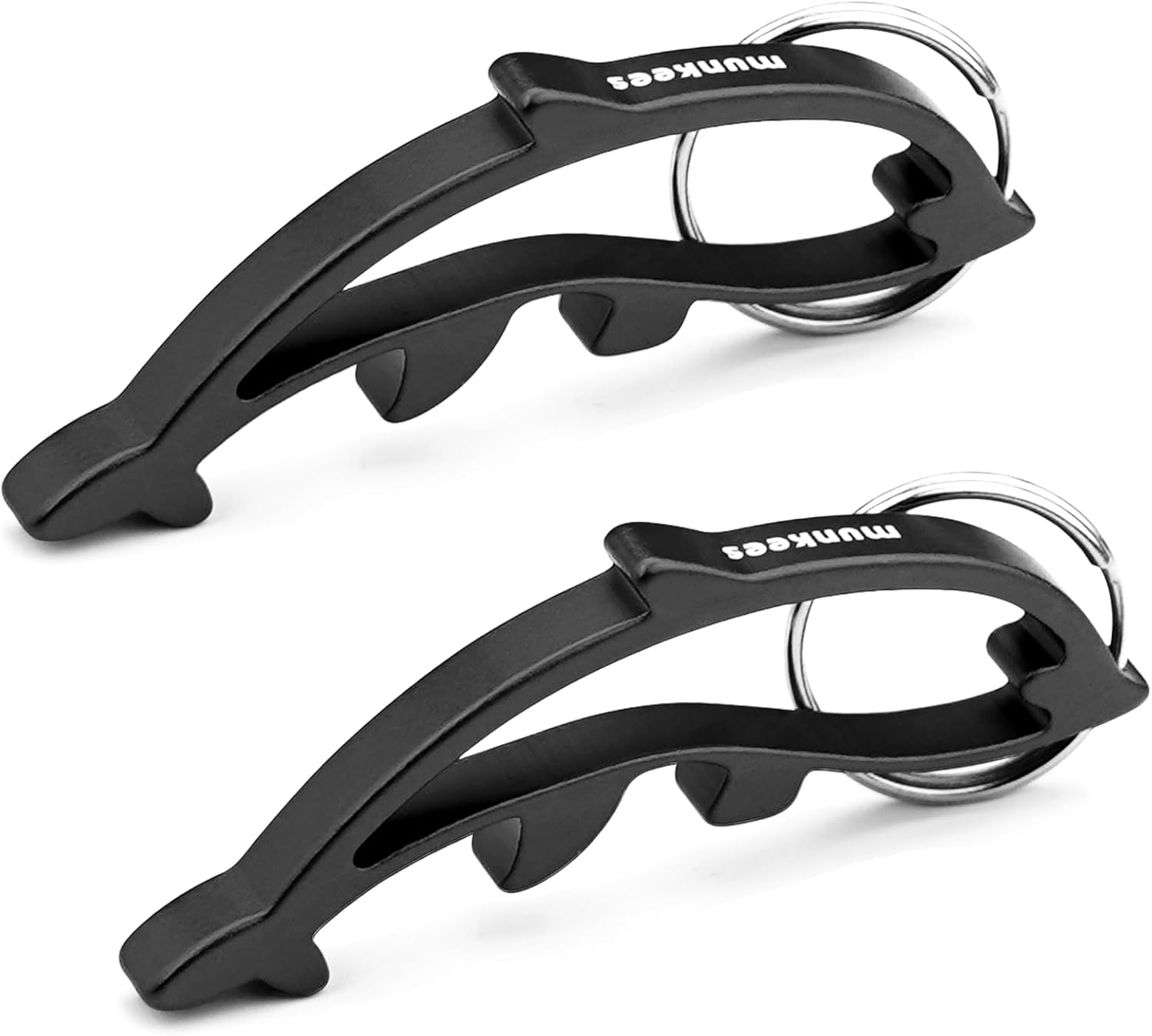 Dolphin – Llavero abridor de botellas de aluminio, 2 unidades, accesorios de viaje al aire libre, color negro