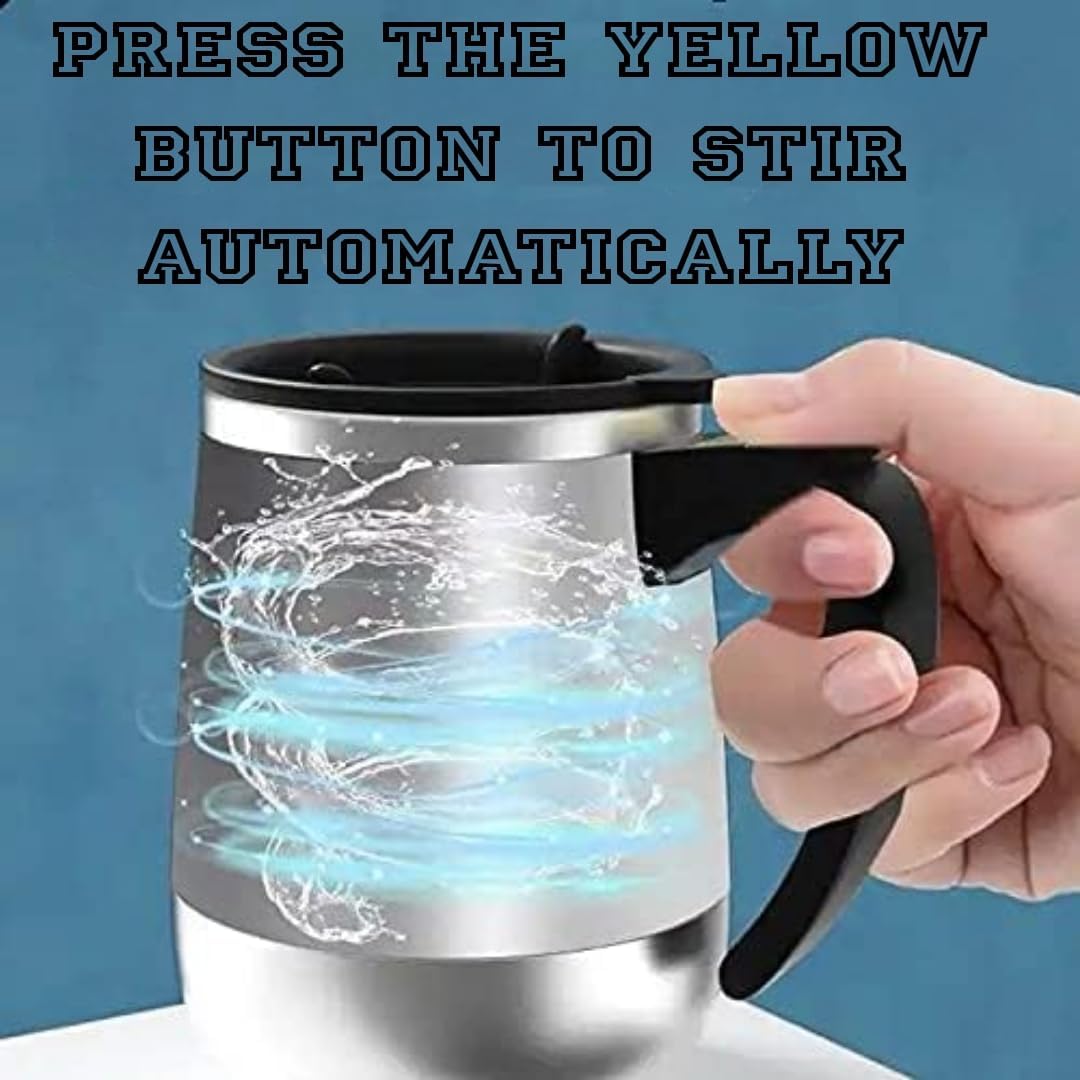 Taza autoagitación de acero inoxidable para café, té, chocolate caliente, taza de leche para oficina, cocina, viajes, hogar, 13.5-15.2 fl oz15oz