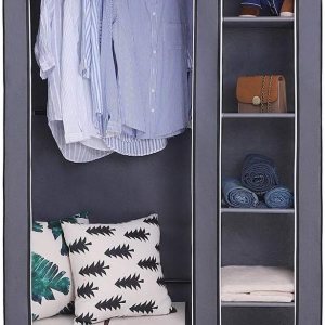 Knocbel Organizador de armario independiente, armario de 5 capas, portátil, para ropa, a prueba de polvo, con estantes de almacenamiento, barra para Knocbel Organizador de armario independiente, armario de 5 capas, portátil, para ropa, a prueba de polvo, con estantes de almacenamiento, barra para