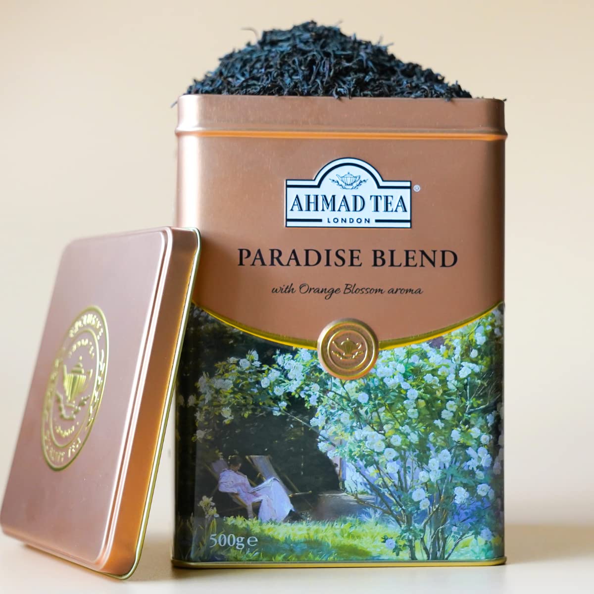 Ahmad Tea Paradise Blend, hojas sueltas de primera calidad, té negro de azahar, 17.64 oz. Naturalmente cafeinado y sin azúcar