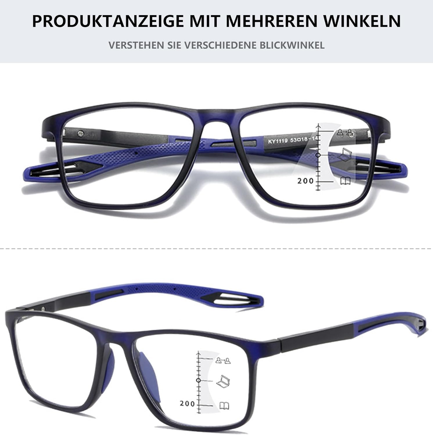 Gafas de lectura fotocrómicas para hombre y mujer, progresivas multifocales, rectángulo, con bloqueo de luz azul