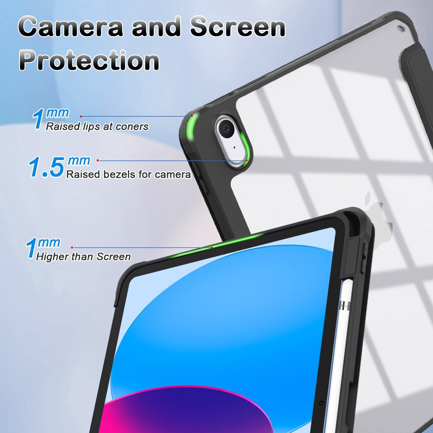 OKP Funda para iPad de 10.9 pulgadas con soporte triple, función de encendido y apagado automático, funda protectora para iPad de 10.9 pulgadas con