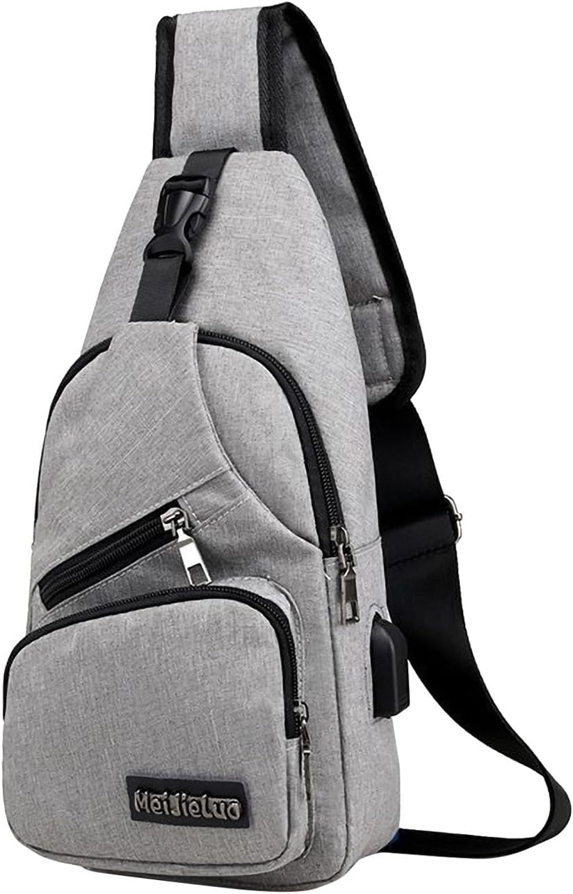 sdhkgrrt Bolso cruzado multiusos para hombre y mujer, mochila con correa impermeable, bolsa de senderismo al aire libre con agujero para auriculares